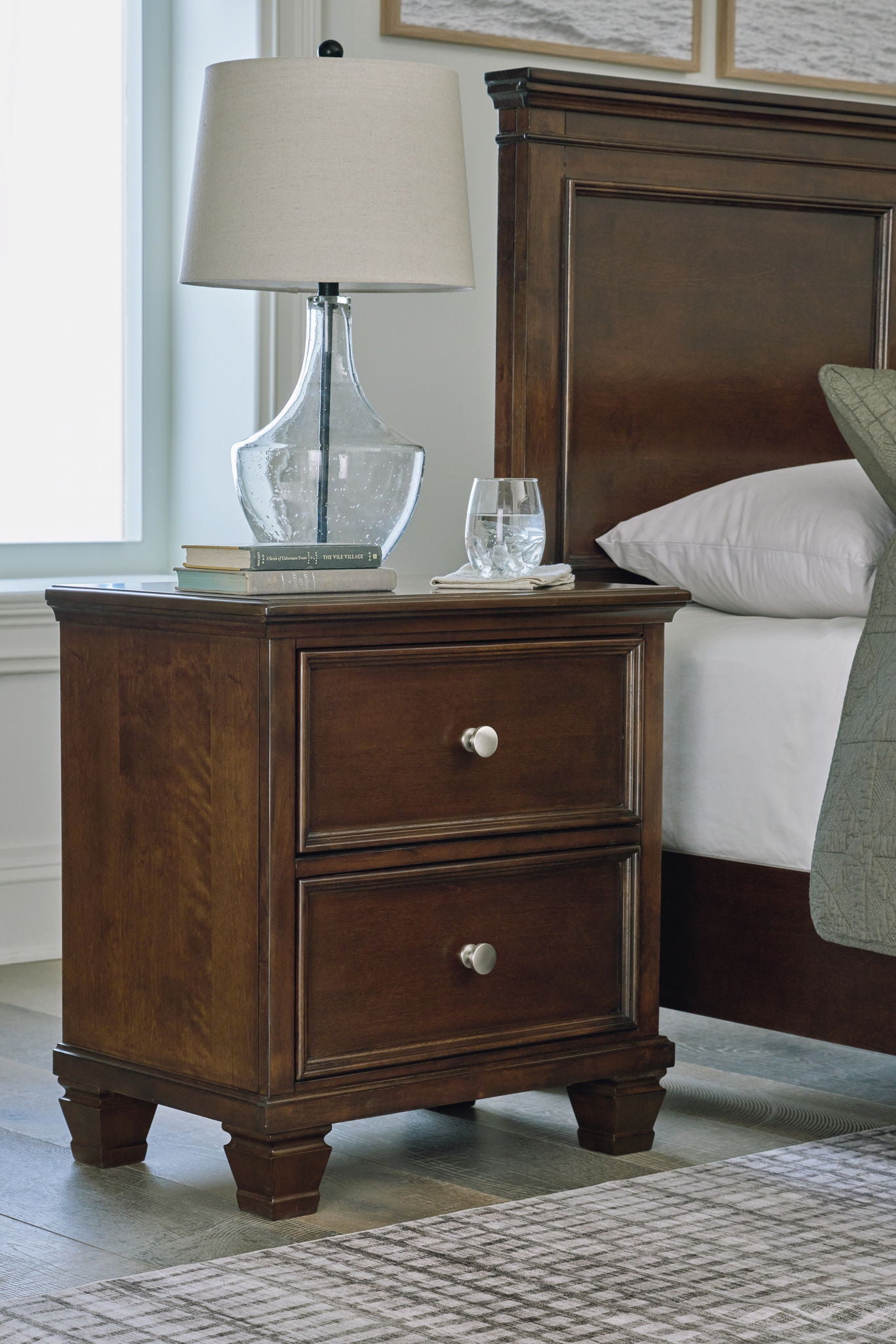 Danabrin - Brown - Two Drawer Nightstand - Hornell Furniture Outlet