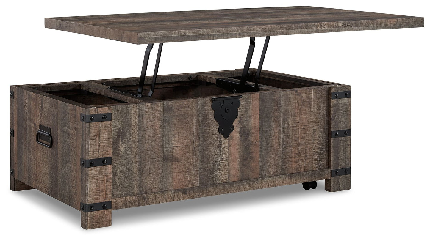 Hollum - Rustic Brown - Lift Top Cocktail Table - Hornell Furniture Outlet