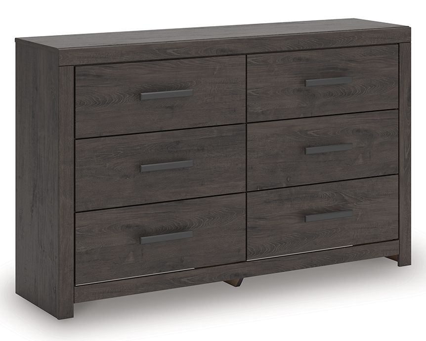 Prendonea - Charcoal - Six Drawer Dresser - Hornell Furniture Outlet
