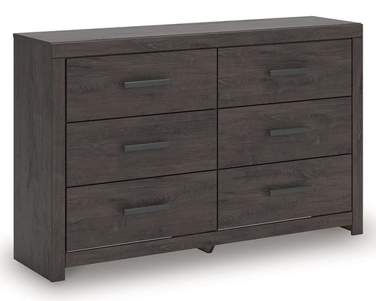 Prendonea - Charcoal - Six Drawer Dresser - Hornell Furniture Outlet