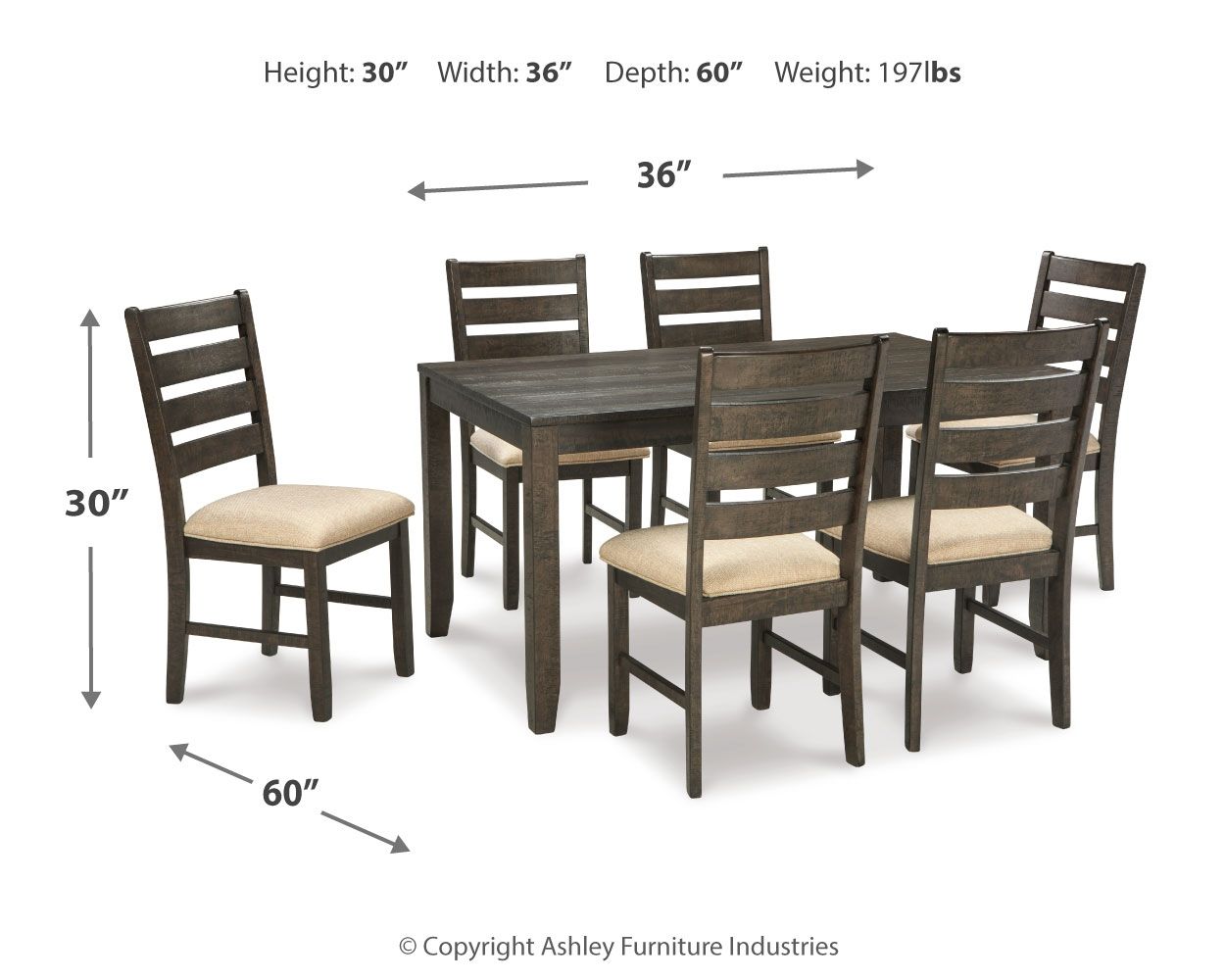 Rokane - Brown - Dining Room Table Set (Set of 7) - Hornell Furniture Outlet