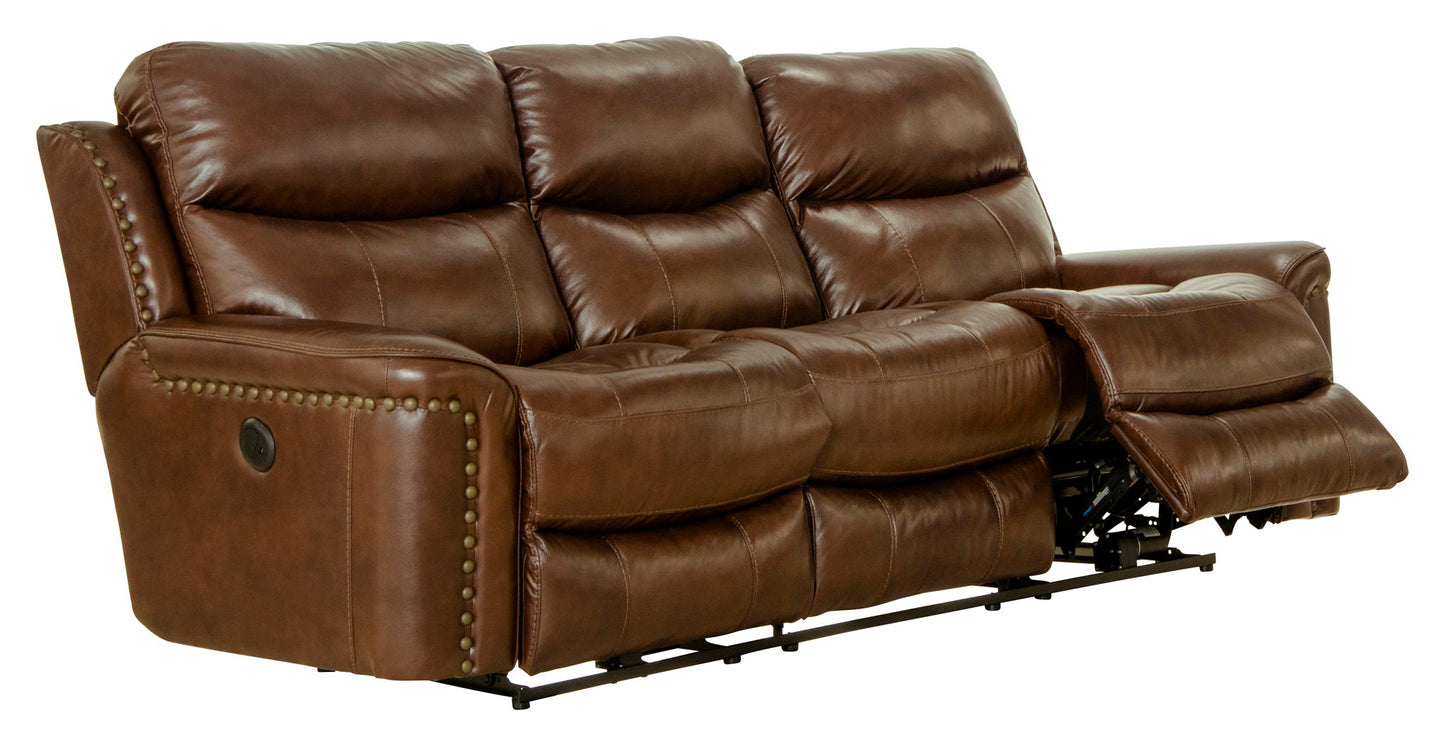 Ceretti - Power Reclining Sofa - Brown Italian Top Grain Leather Match - Hornell Furniture Outlet