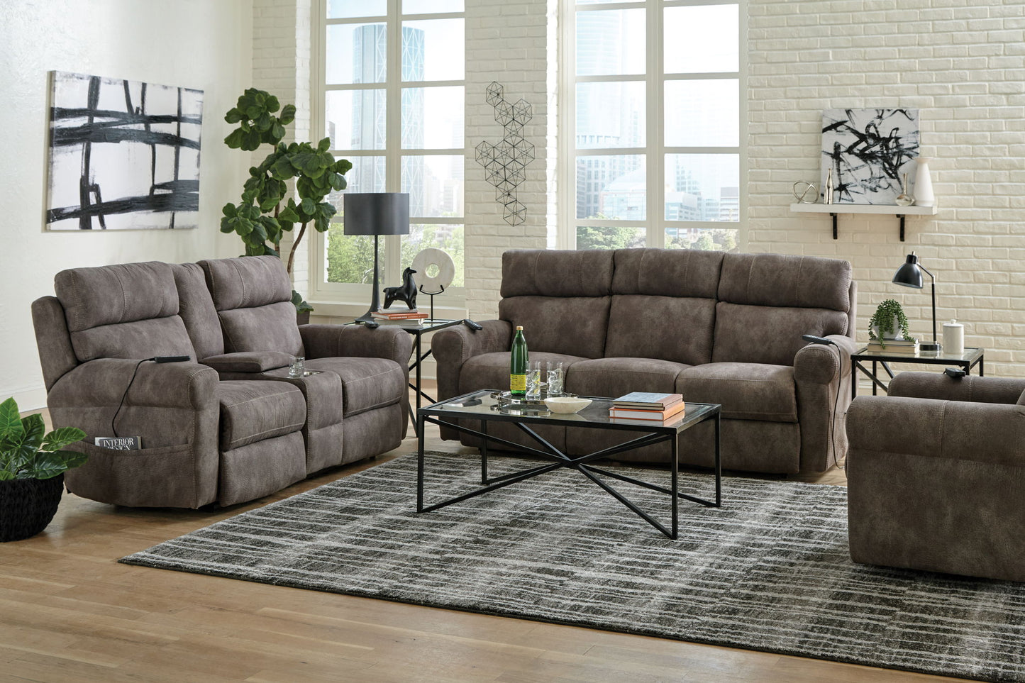 Tranquility - Power Headrest Power Lay Flat Reclining Cons Loveseat With CR3 Heat / Massage / Lumbar - Pewter - Hornell Furniture Outlet