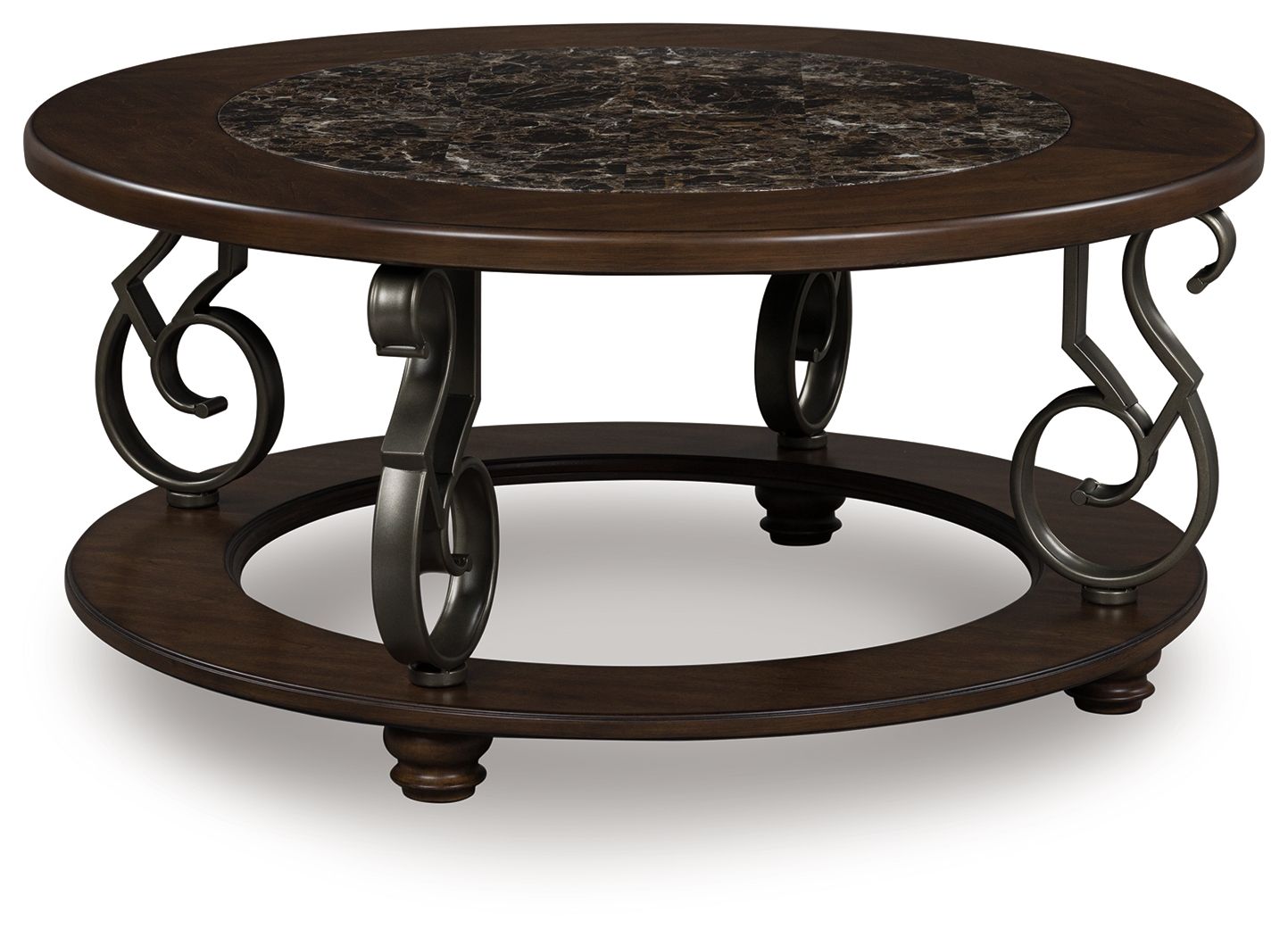 Frallyn - Dark Brown - Round Cocktail Table - Hornell Furniture Outlet