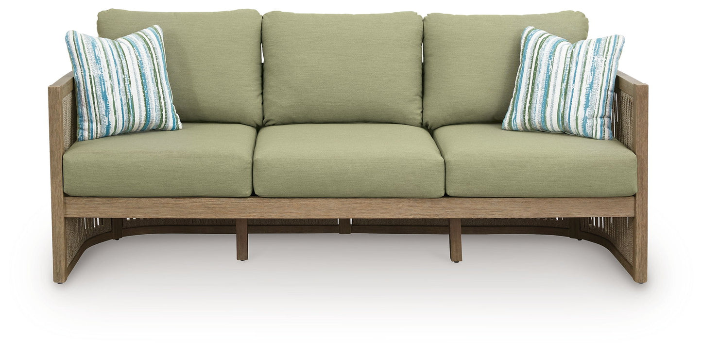 Serena Shores - Beige / Green - Sofa With Cushion - Hornell Furniture Outlet