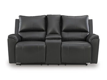 Glossmore - Black - Reclining Loveseat With Console - Hornell Furniture Outlet