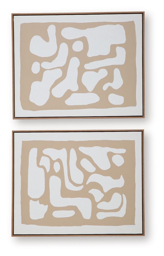 Waldett - Beige / White - Wall Art Set (Set of 2) - Hornell Furniture Outlet