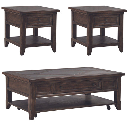 Paradise Valley - 3 Piece Table Set - Dark Brown - Hornell Furniture Outlet