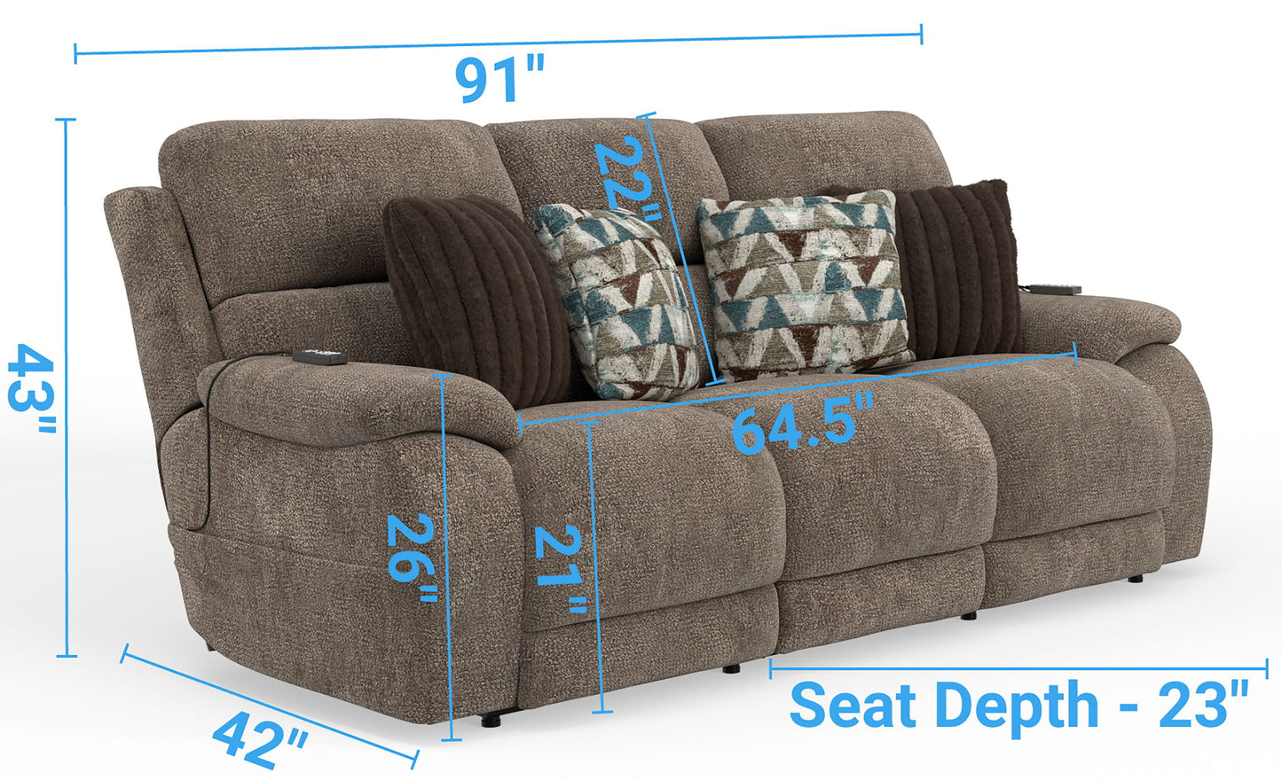 Joya - Zero Gravity Power Reclining Sofa With Power Adjustable Headrest And CR3 Heat/Massage/Lumbar - Mushroom - Hornell Furniture Outlet