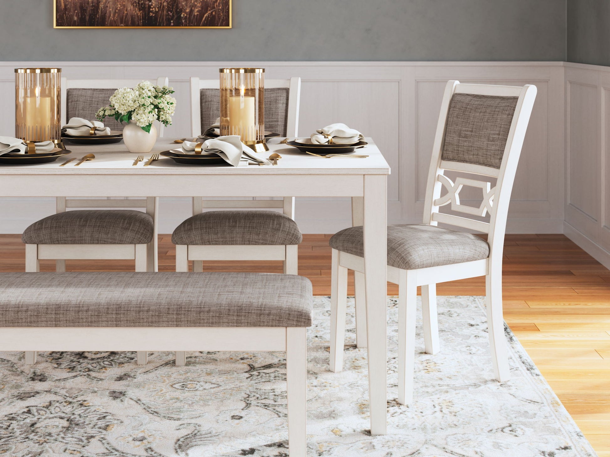 Erinberg - Antique White - Dining Room Table Set (Set of 6) - Hornell Furniture Outlet