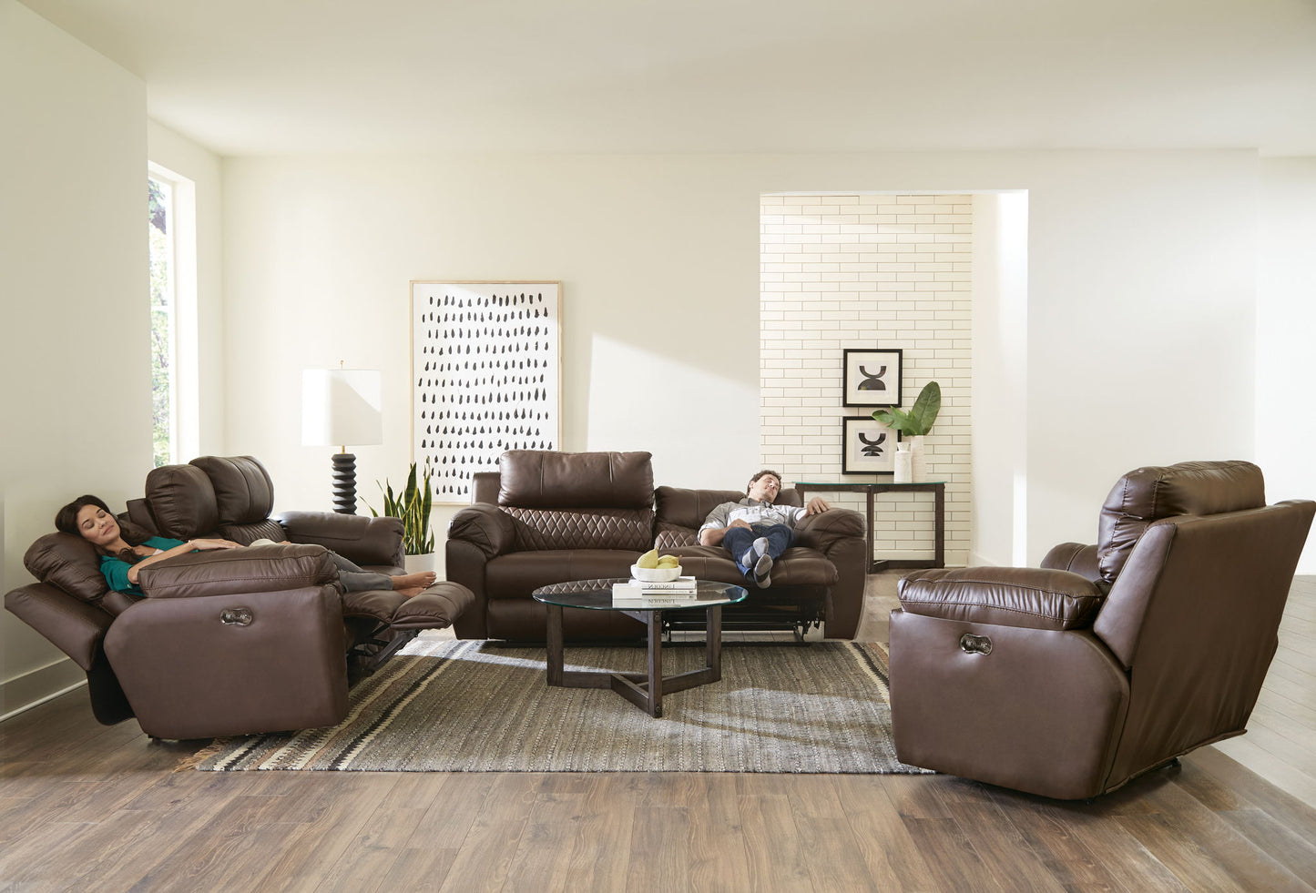 Sorrento - Power Lay Flat Recliner - Kola - Hornell Furniture Outlet