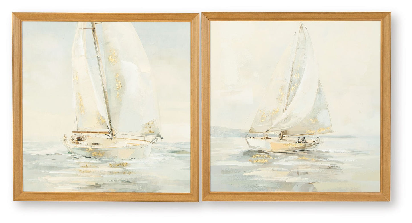 Winbrook - Gray / Tan / Gold Finish - Wall Art Set (Set of 2) - Hornell Furniture Outlet