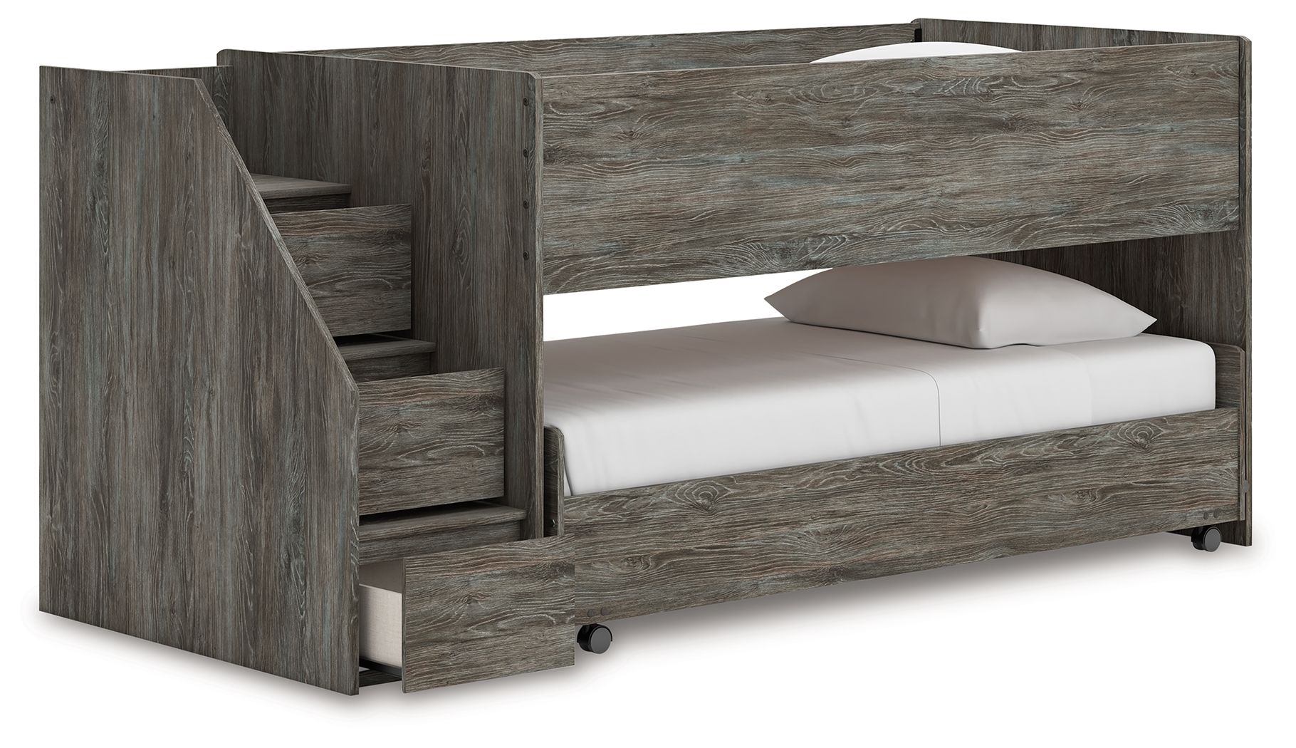 Frandern - Gray - Twin Over Twin Loft Bed - Hornell Furniture Outlet