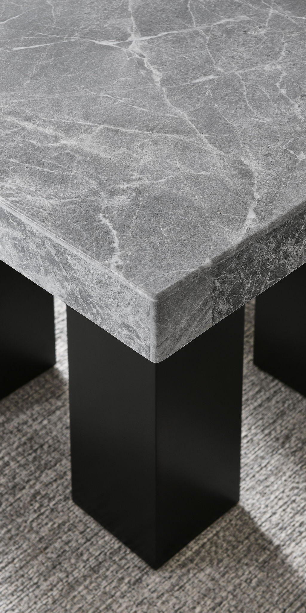 Camila - Square Gray Marble Top Table - Dark Gray - Hornell Furniture Outlet