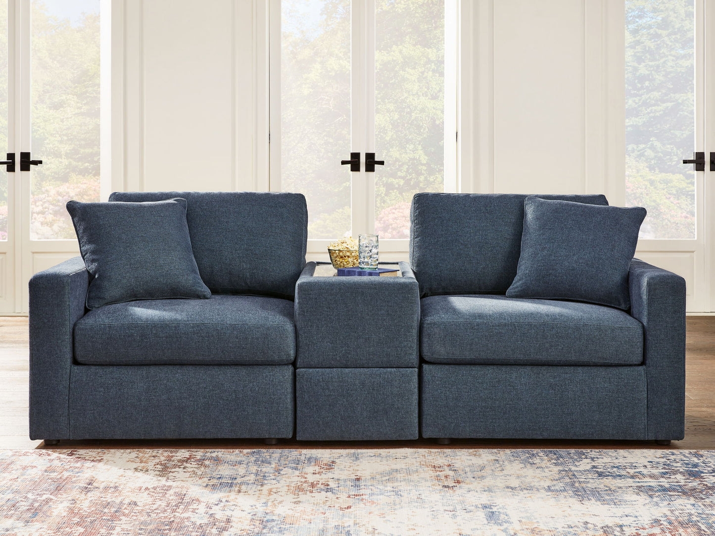 Modmax - Ink - 3 - Piece Sectional Sofa With Storage Console - Fabric - Hornell Furniture Outlet