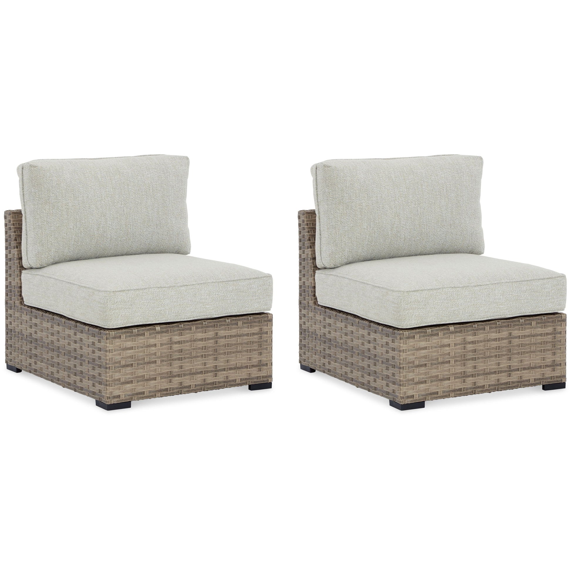 Calworth - Beige - Armless Chair w/Cushion (Set of 2) - Hornell Furniture Outlet
