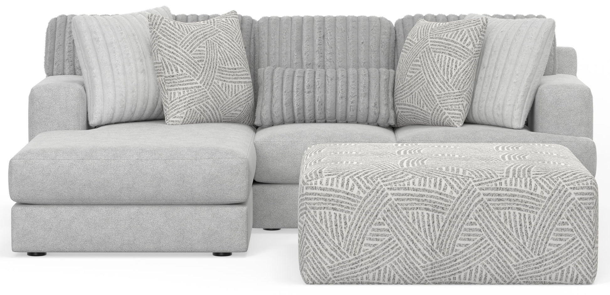 Logan - Upholstered Sectional With Comfort Coil Seating - 46" Cocktail Ottoman And Accent Pillows Included - Hornell Furniture Outlet