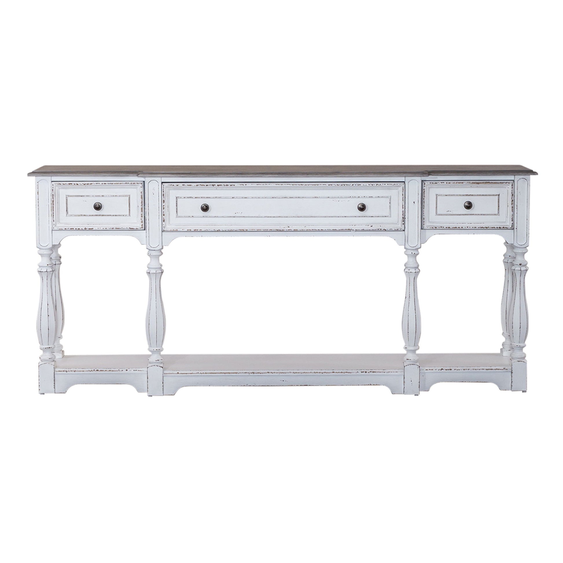 Magnolia Manor - 3 Drawer Hall Console Table - White - Hornell Furniture Outlet