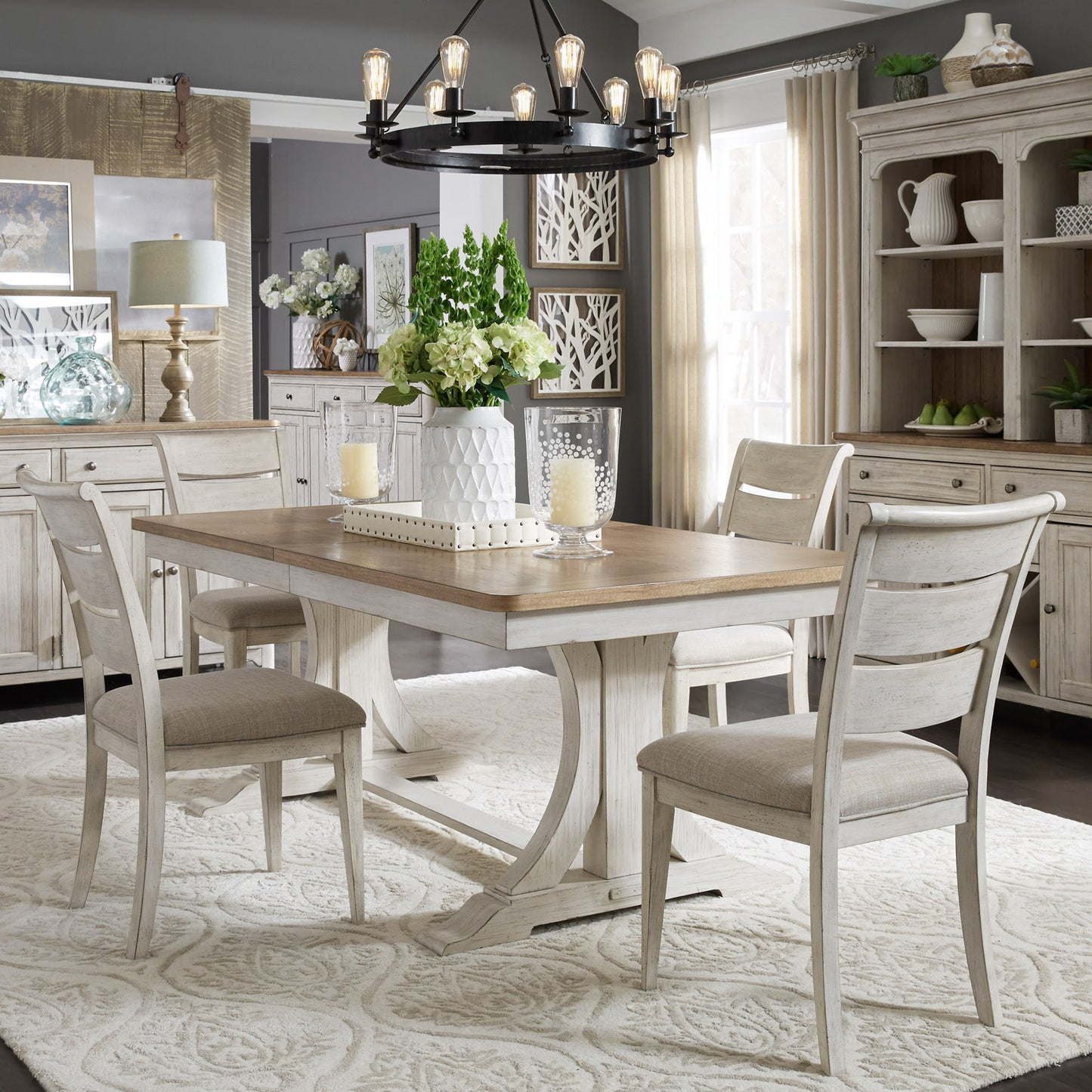 Farmhouse Reimagined - Trestle Table Set - Hornell Furniture Outlet