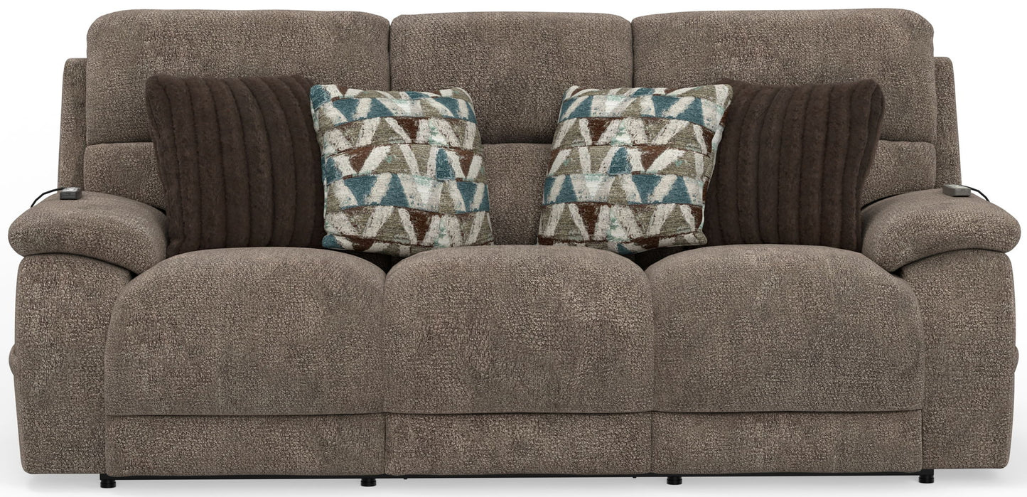 Joya - Zero Gravity Power Reclining Sofa With Power Adjustable Headrest And CR3 Heat/Massage/Lumbar - Mushroom - Hornell Furniture Outlet