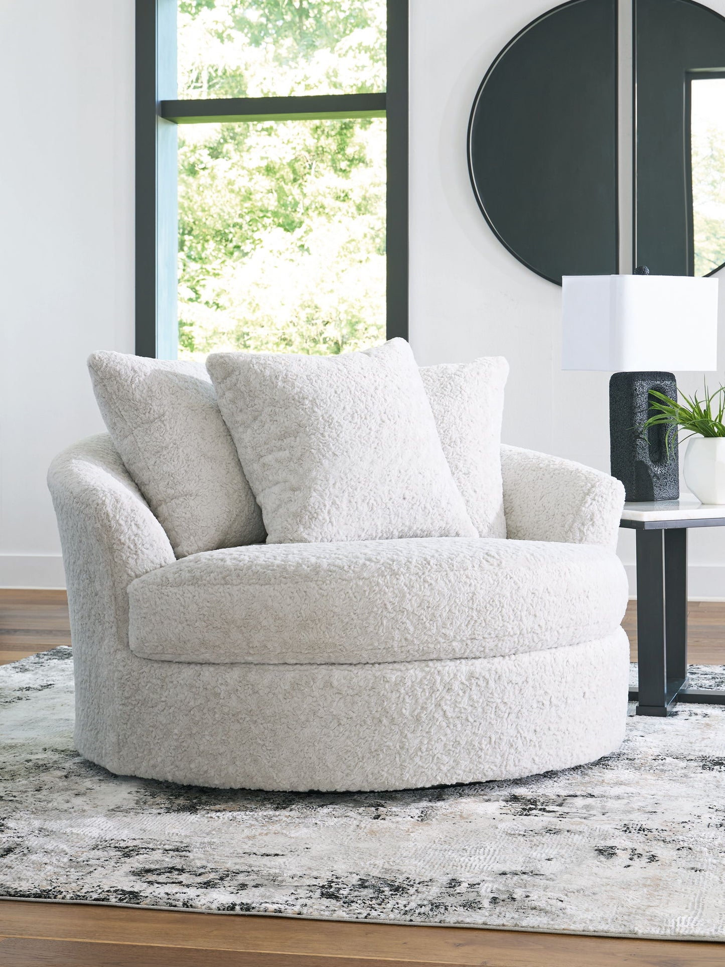 Cuddle Plush - Arctic - Oversized Swivel Accent Chair - Hornell Furniture Outlet