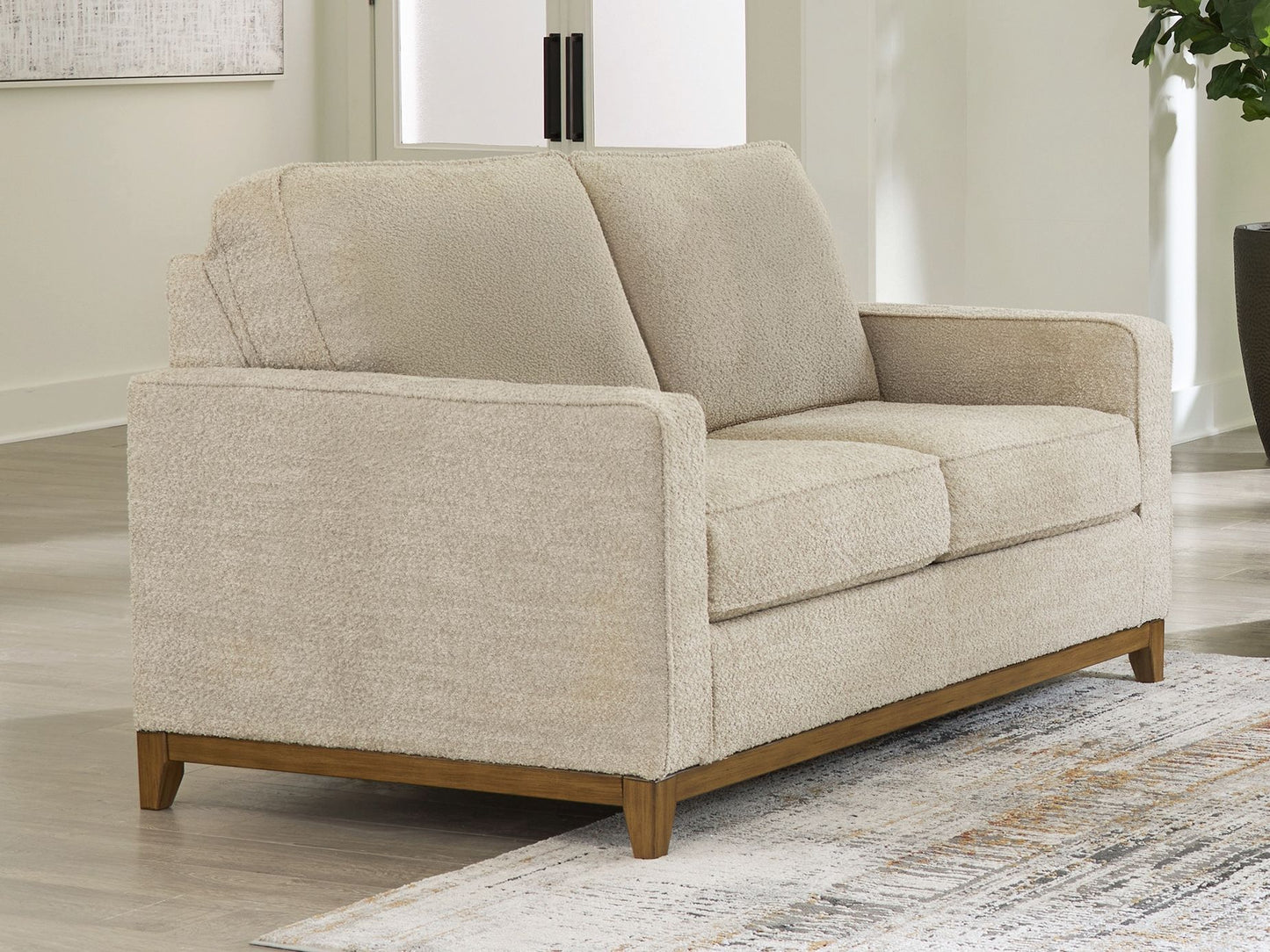 Arendale - Desert - Loveseat With Dark Cushions - Hornell Furniture Outlet