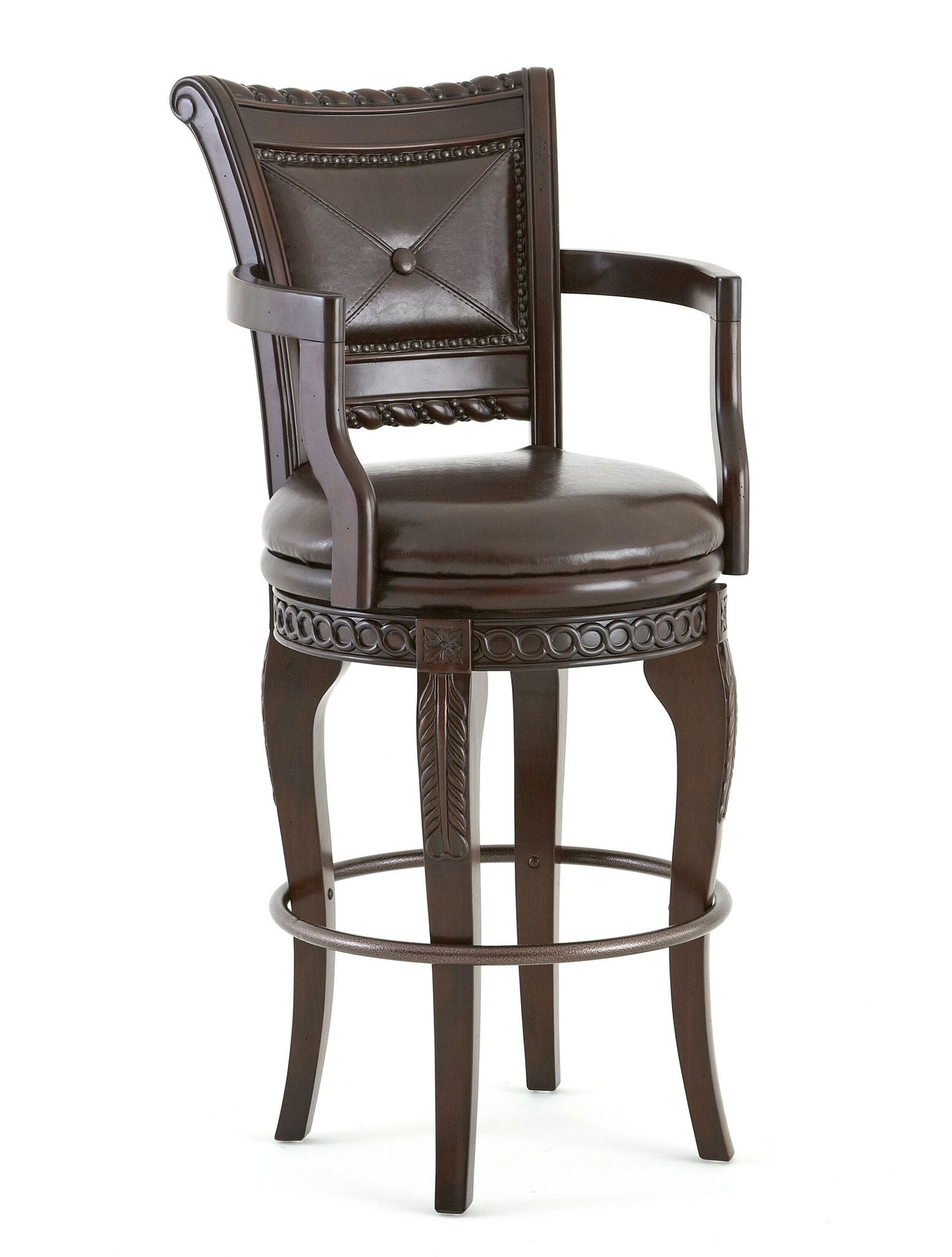 Antoinette - PU Swivel Bar Chair (Set of 2) - Dark Brown - Hornell Furniture Outlet