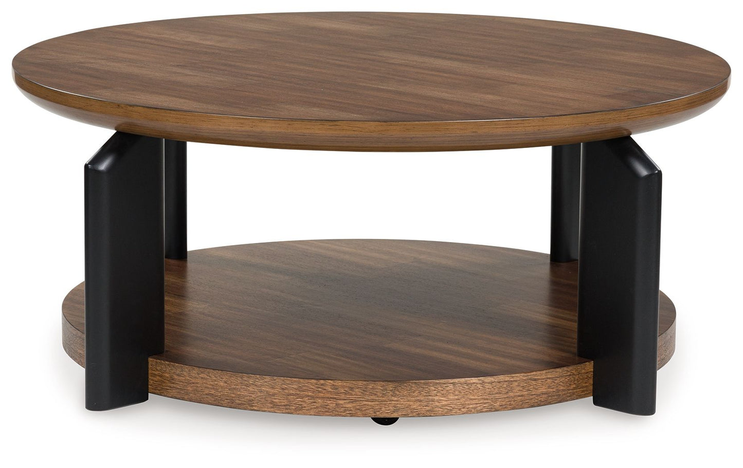 Kraeburn - Brown / Black - Round Cocktail Table - Hornell Furniture Outlet