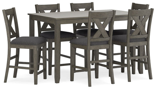 Caitbrook - Gray - Rect Drm Counter Table Set (Set of 7) - Hornell Furniture Outlet