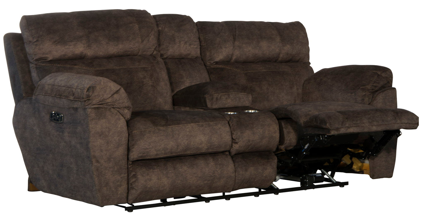 Sedona - Power Hdrst With Lumbar Lay Flat Reclining Console Loveseat With Storage & Cupholders - Hornell Furniture Outlet