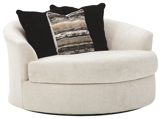 Cambri - Snow - Oversized Round Swivel Chair - Hornell Furniture Outlet