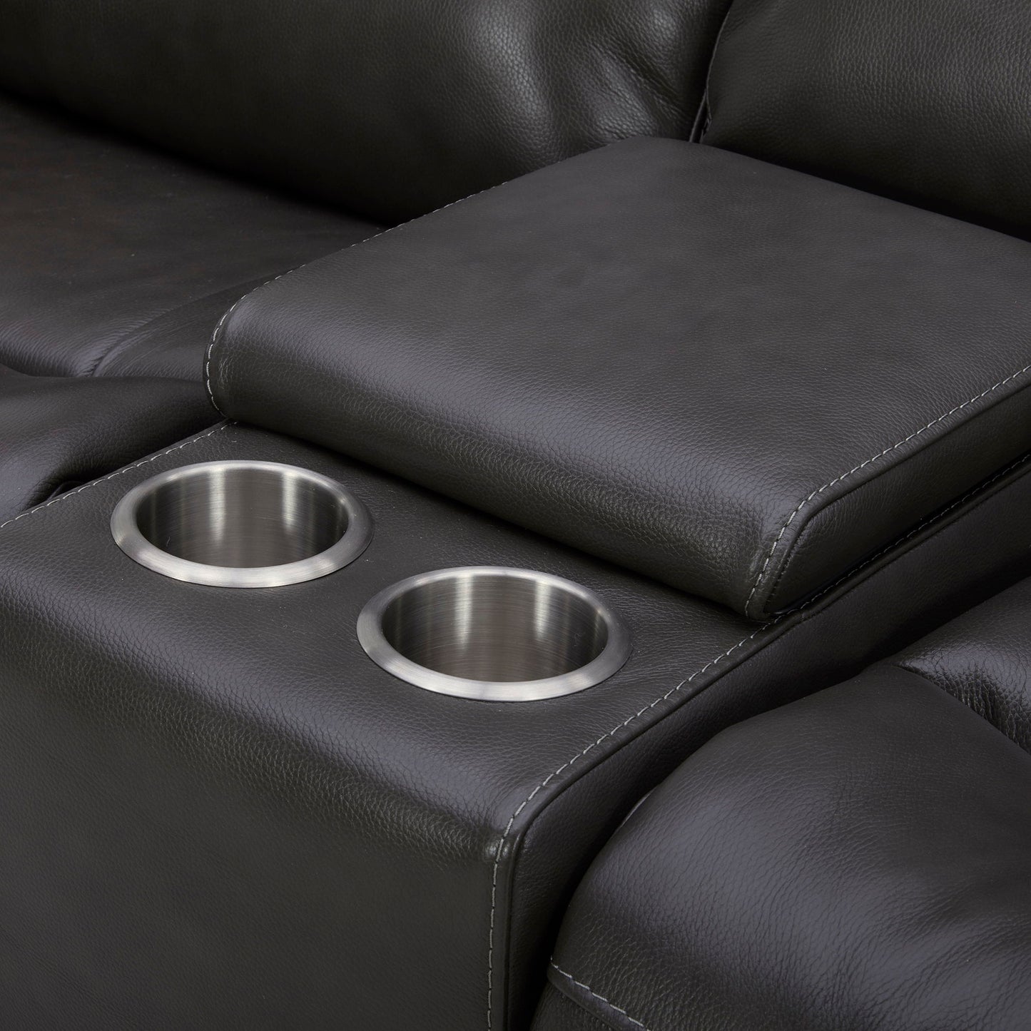 Bentley - Loveseat With Console P2 & ZG - Graphite - Hornell Furniture Outlet
