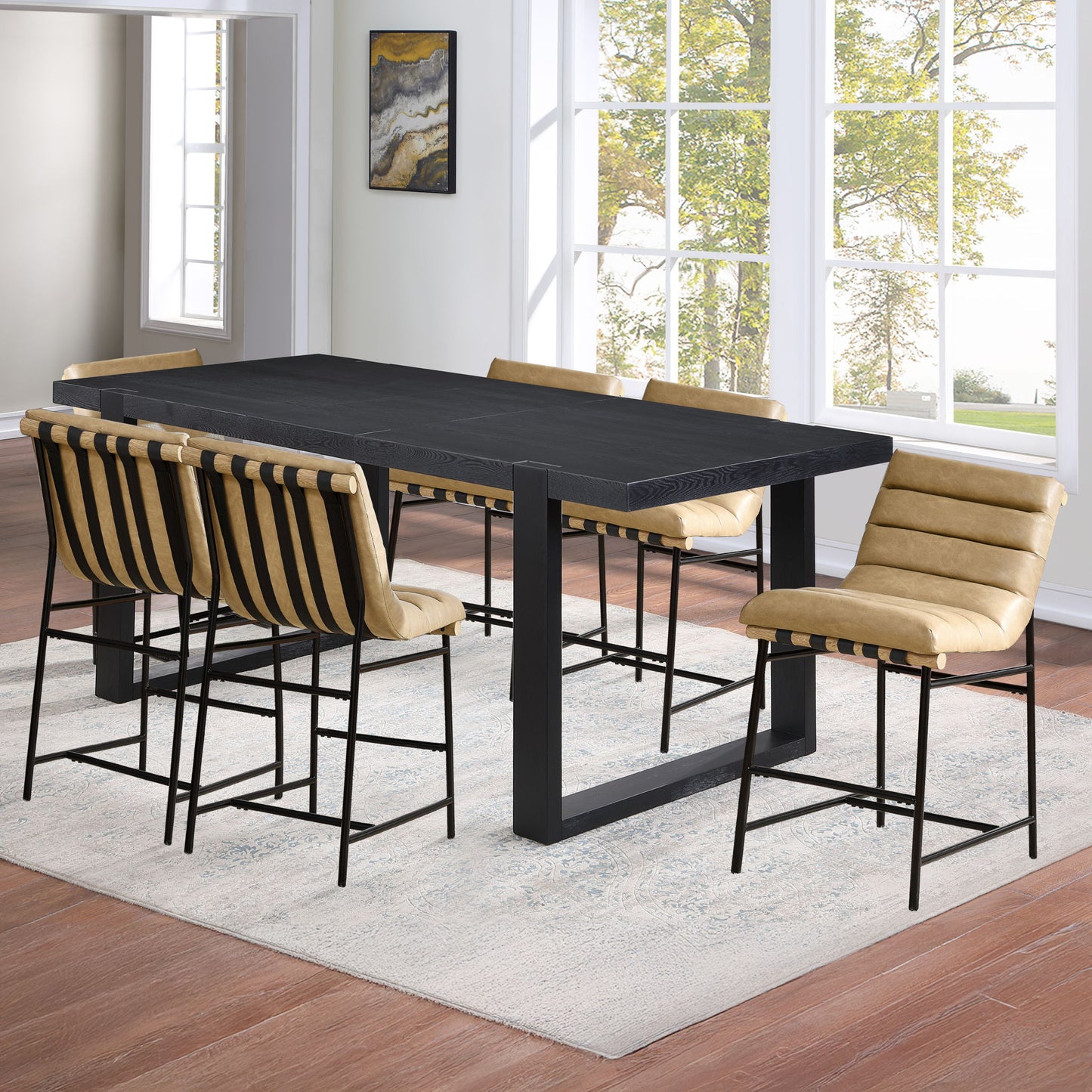 Yves - Counter Table With 6 Nicco Chairs - Hornell Furniture Outlet