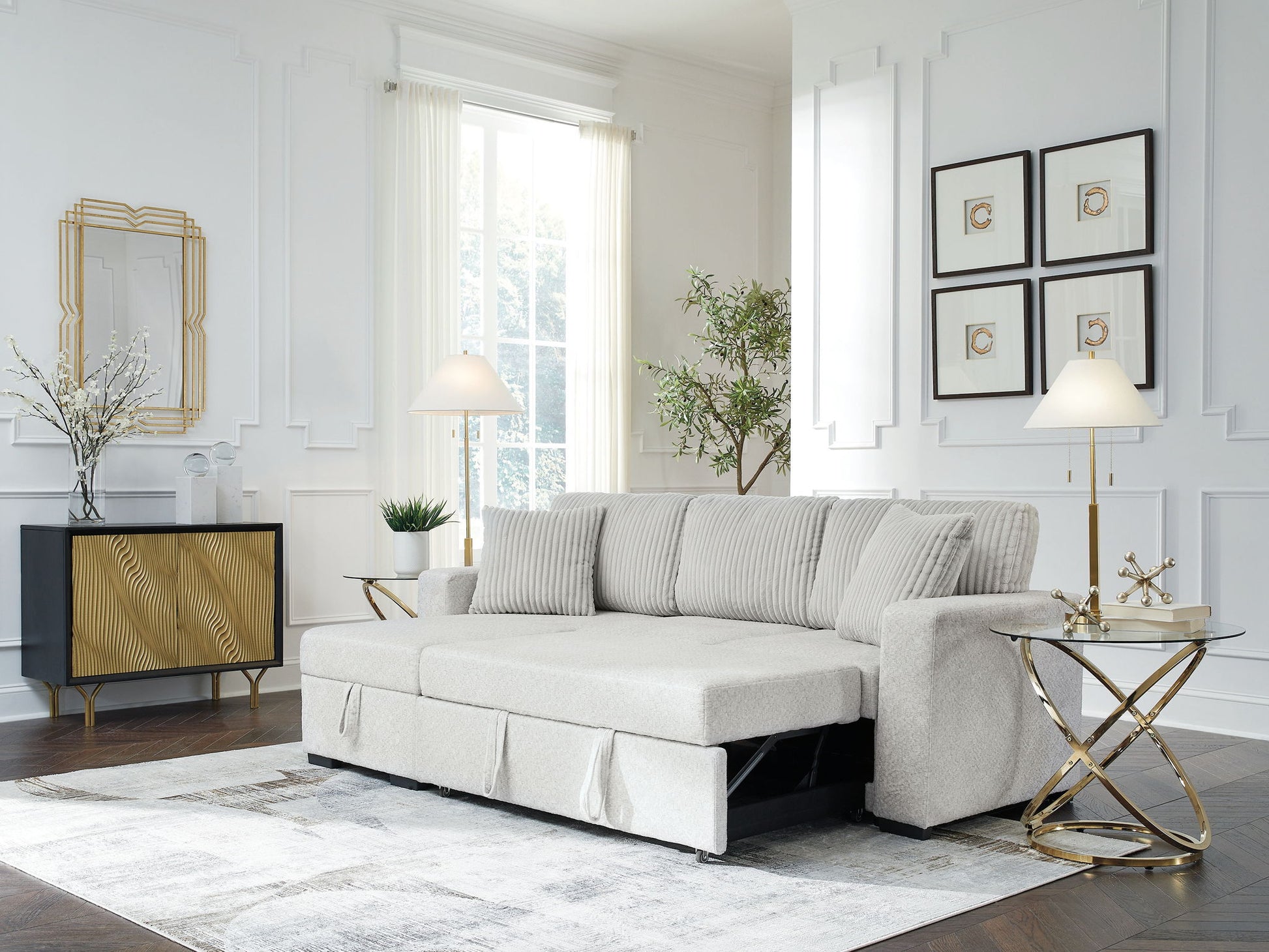 Wohlen - 2 - Piece Sectional With Pop Up Sleeper And LAF Corner Chaise - Alloy - Hornell Furniture Outlet