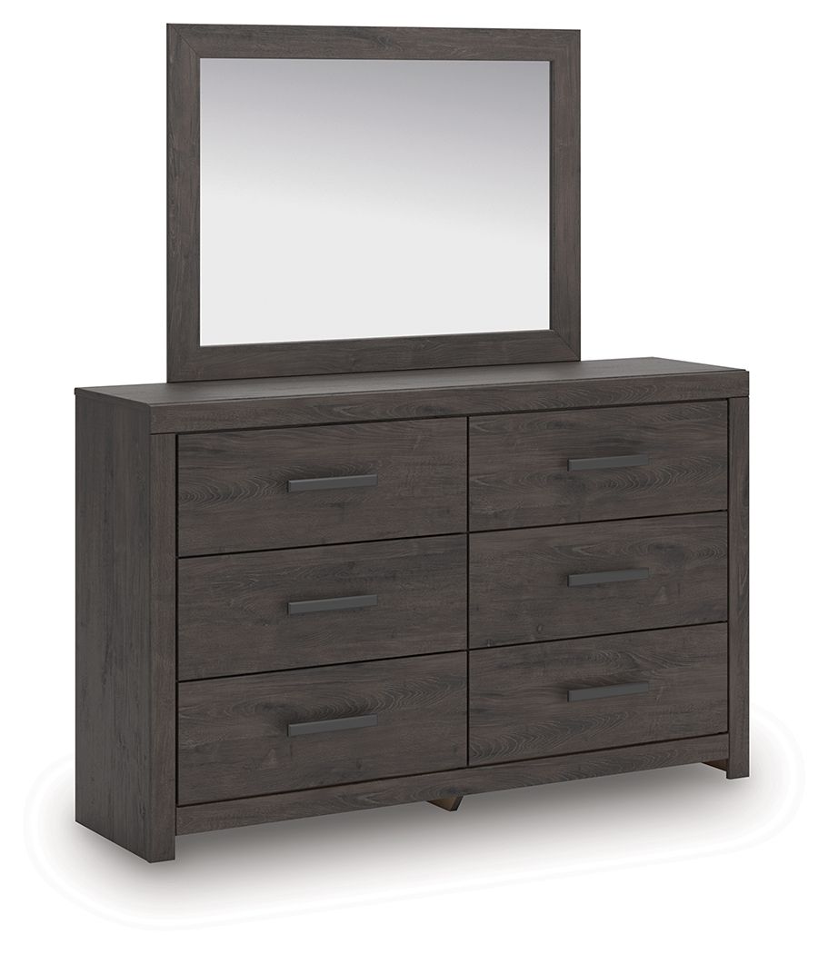 Prendonea - Charcoal - Dresser and Mirror - Hornell Furniture Outlet