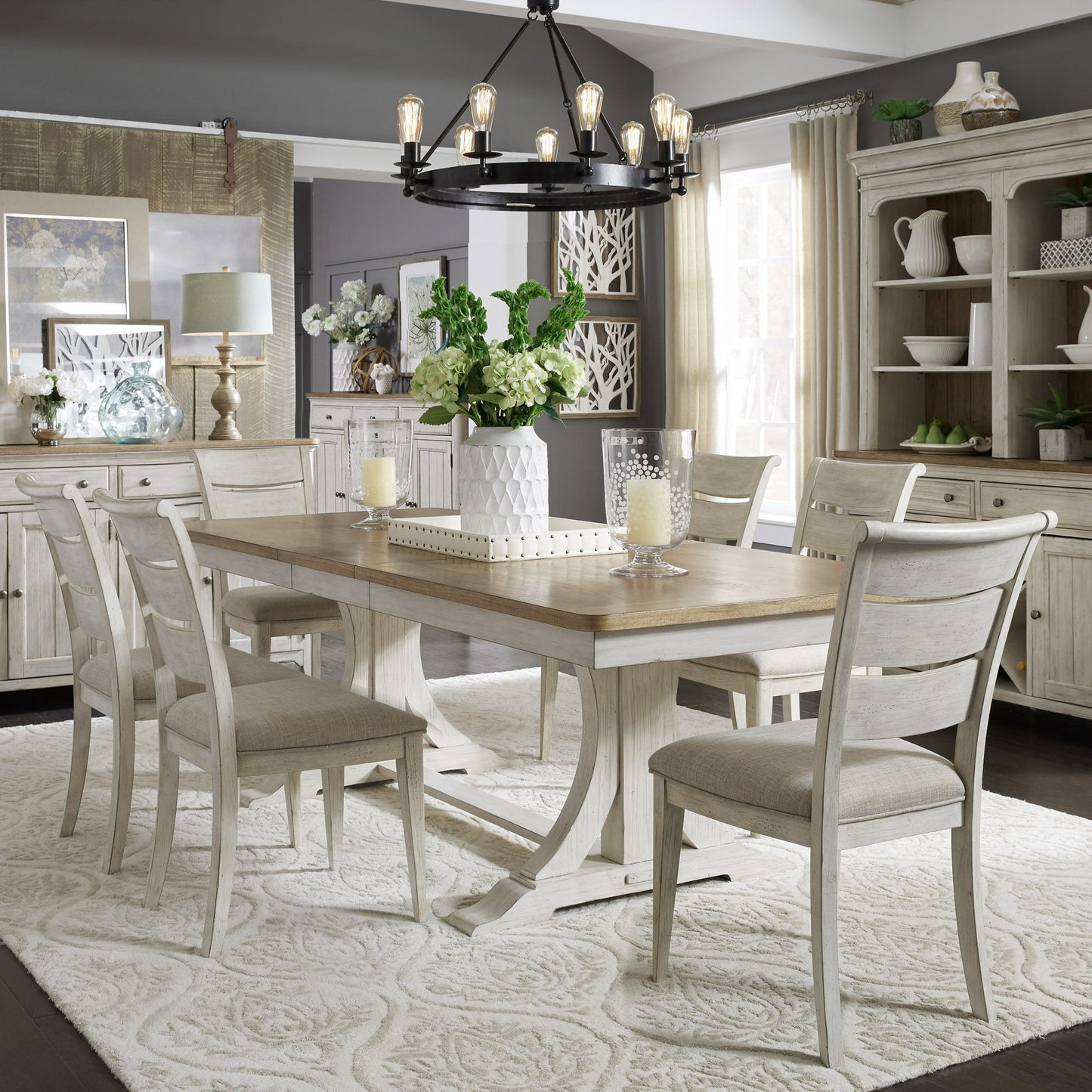Farmhouse Reimagined - Trestle Table Set - Hornell Furniture Outlet
