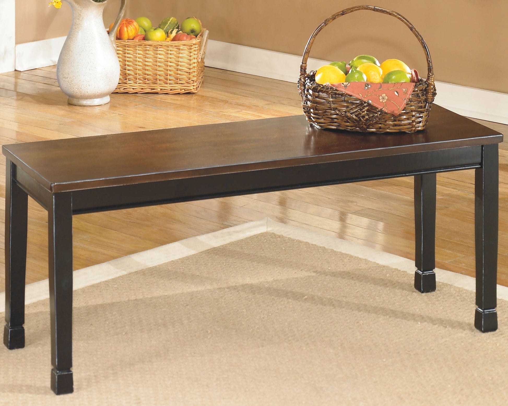 Owingsville - Black / Brown - Large Dining Room Bench - Hornell Furniture Outlet