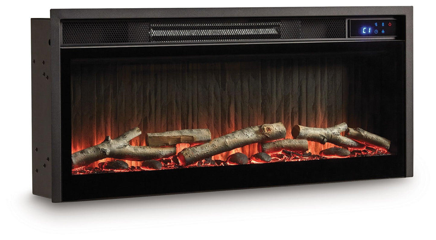 Entertainment Accessories - Black - Fireplace Insert With Faux Birch Log Set - Hornell Furniture Outlet
