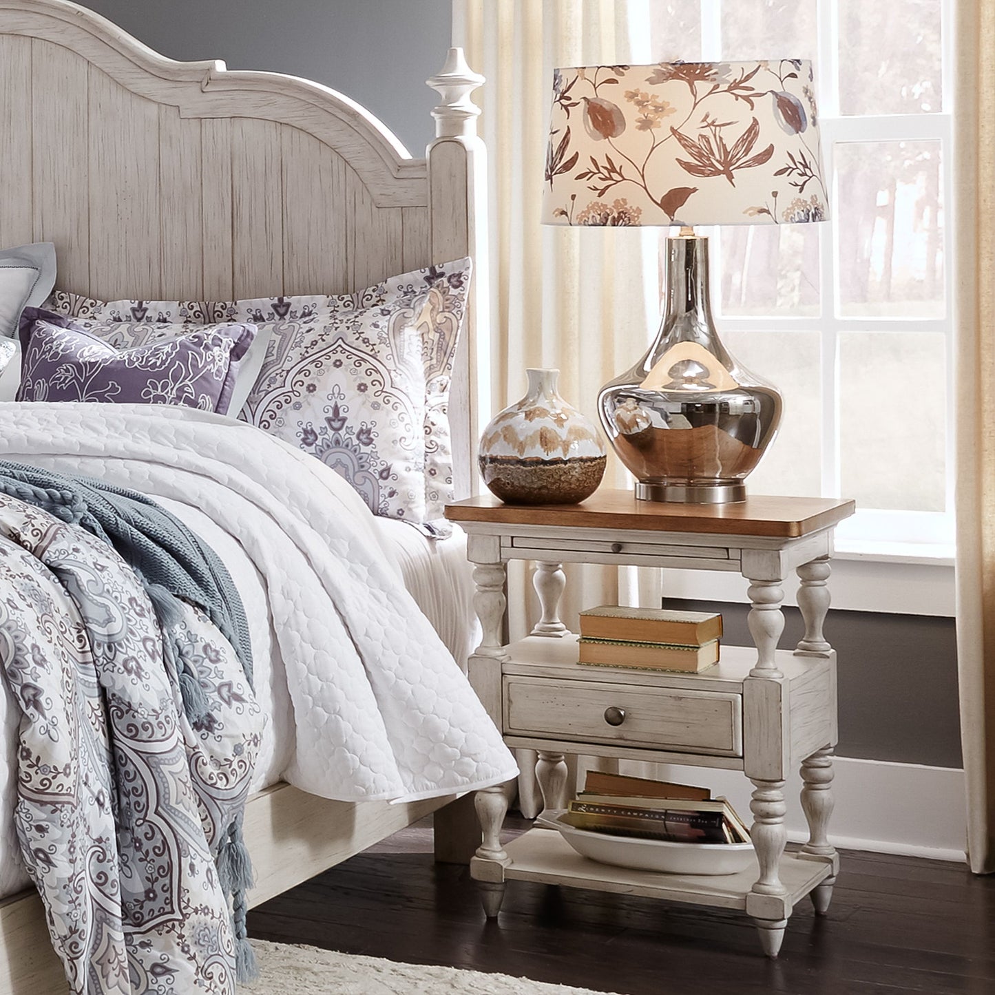 Farmhouse Reimagined - 1 Drawer Nightstand - White - Hornell Furniture Outlet