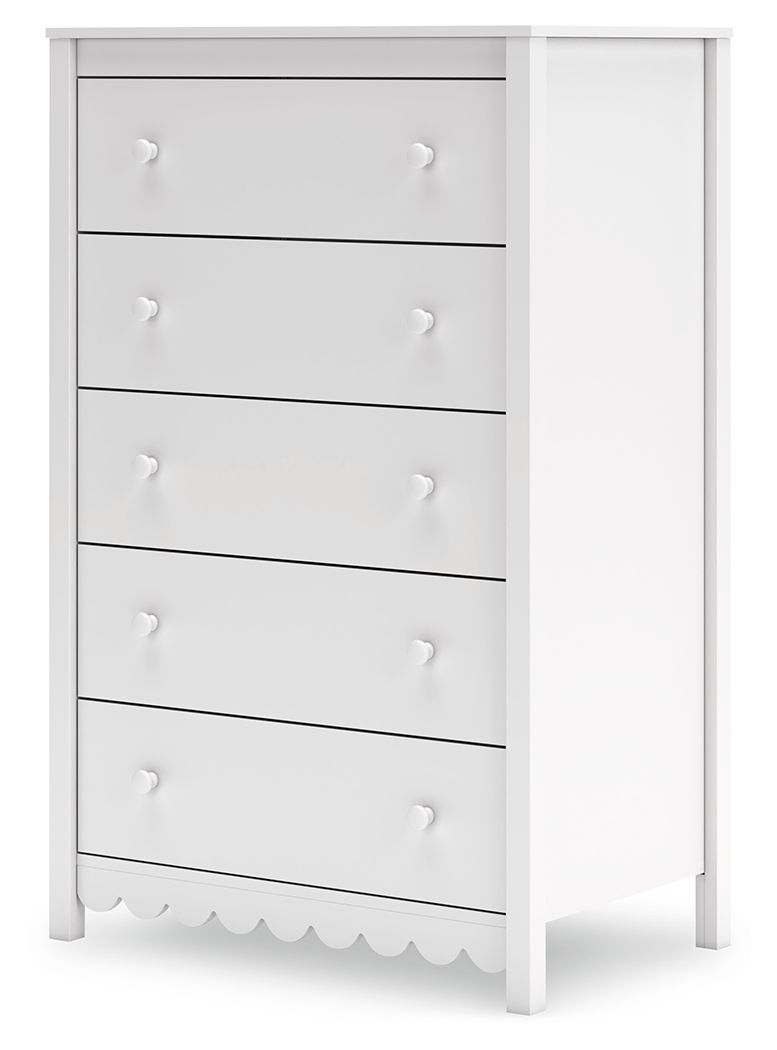 Hallityn - White - Five Drawer Chest - Hornell Furniture Outlet