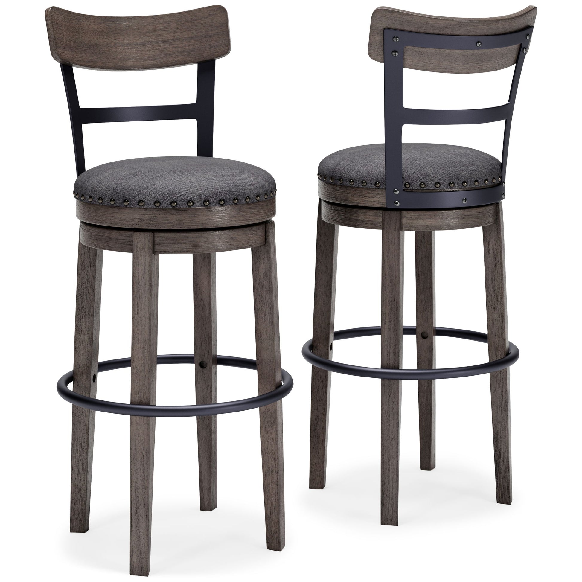 Caitbrook - Gray - Tall UPH Swivel Barstool - Hornell Furniture Outlet