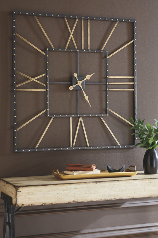 Thames - Black / Gold Finish - Wall Clock - Hornell Furniture Outlet