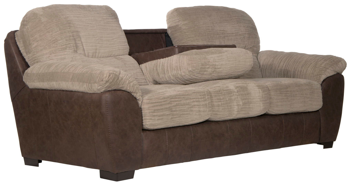 McMahon - Sofa With Drop Down Table - Bark - Hornell Furniture Outlet
