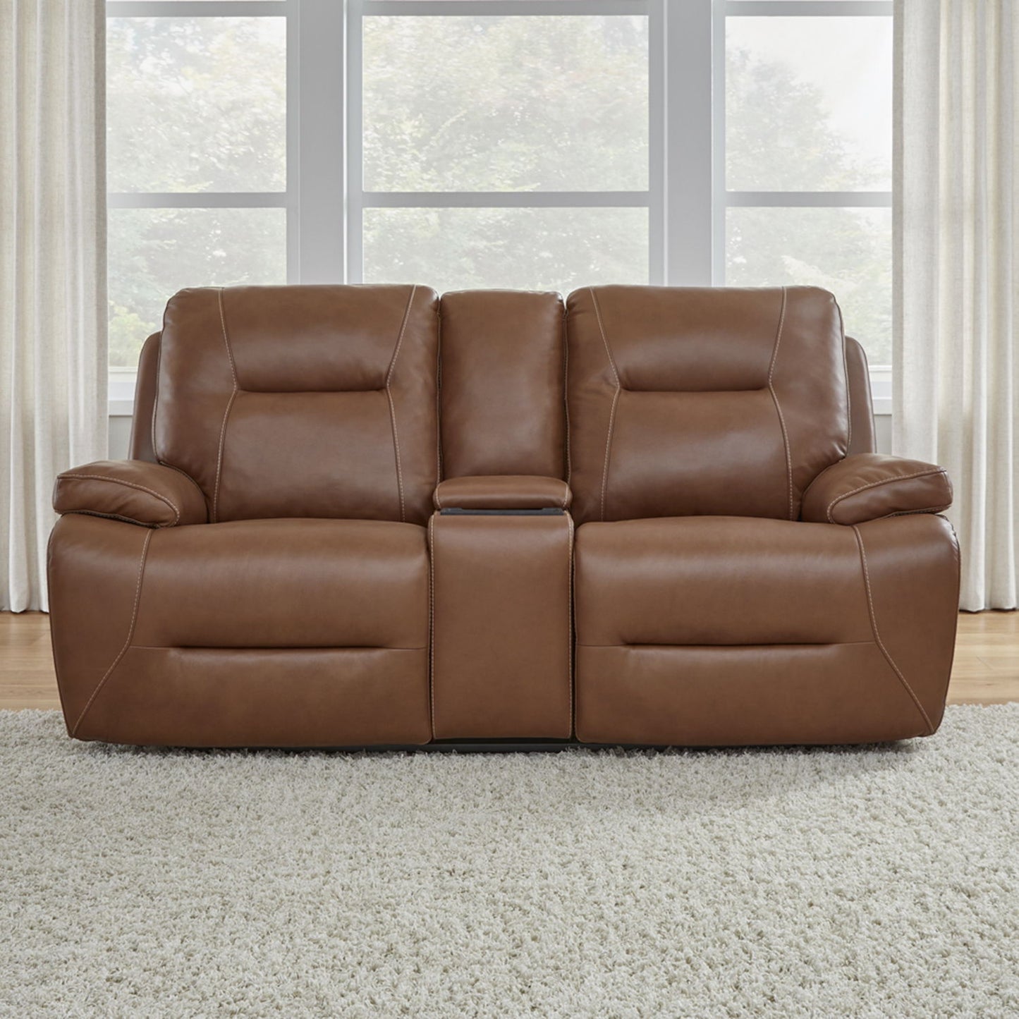 Cameron - Loveseat With Console P3 & ZG - Saddle - Dakota Saddle Leather - Hornell Furniture Outlet