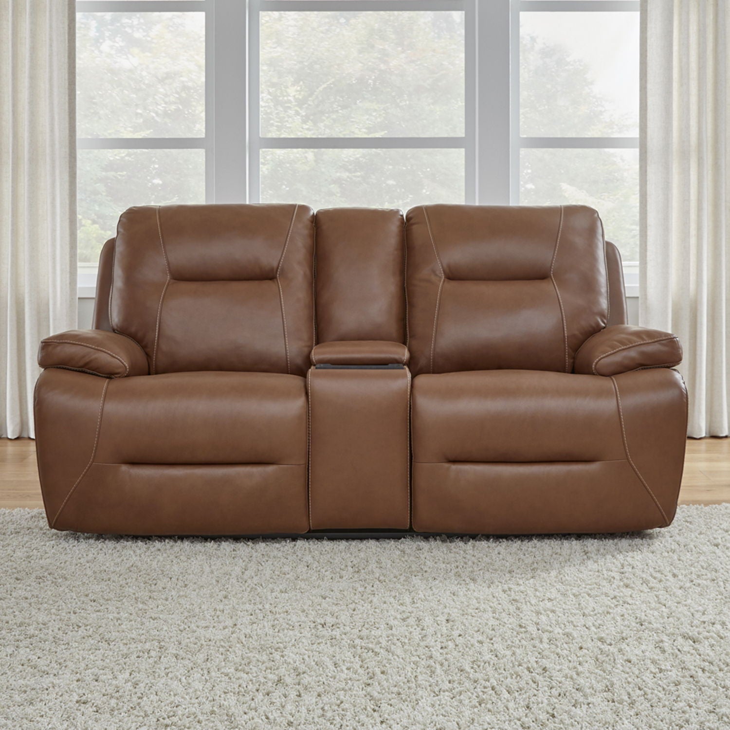 Cameron - Loveseat With Console P3 & ZG - Saddle - Dakota Saddle Leather - Hornell Furniture Outlet
