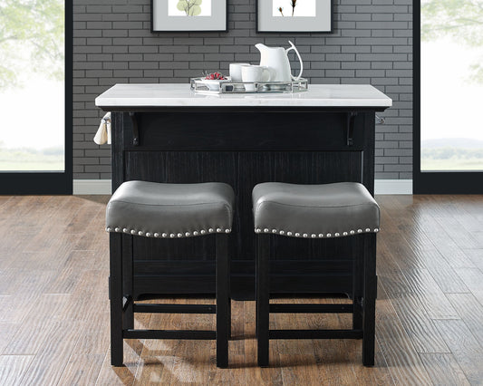 Aspen - 3 Piece Kitchen Island Set - Black - Hornell Furniture Outlet