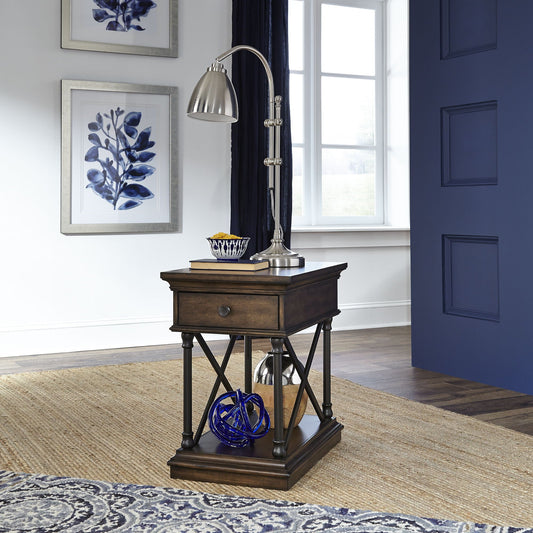 Tribeca - Drawer Chair Side Table - Dark Brown - Hornell Furniture Outlet