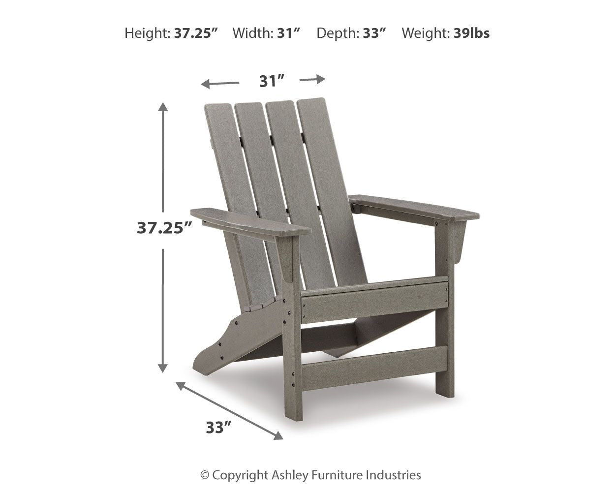 Visola - Adirondack Chair - Gray - Hornell Furniture Outlet