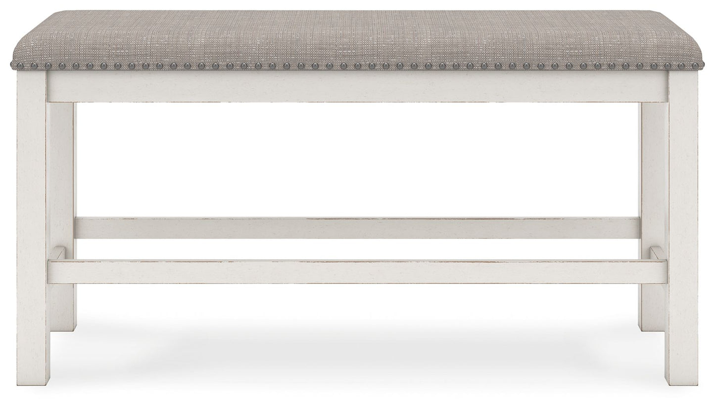 Robbinsdale - Antique White - Dbl Counter Height Upholstered Dining Bench - Hornell Furniture Outlet