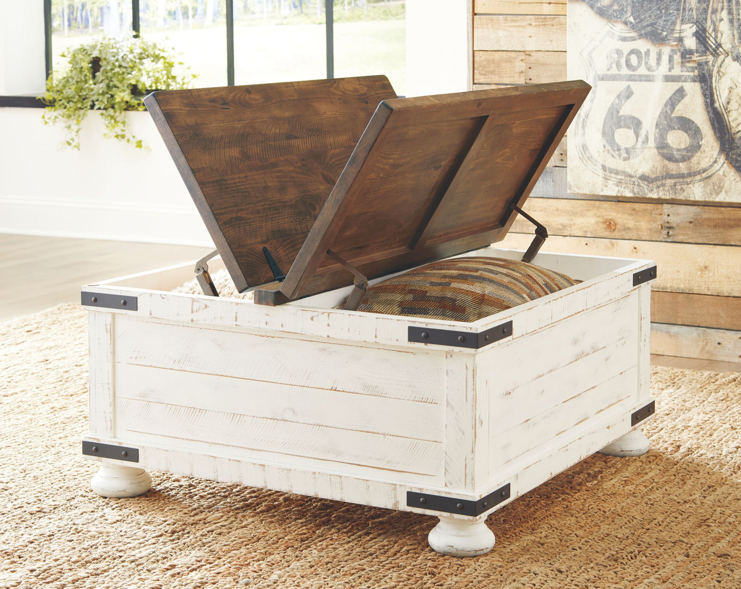 Wystfield - White / Brown - Cocktail Table with Storage - Hornell Furniture Outlet